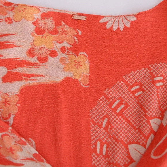 Free People Mixed Print Twist Orange Floral Boho  Maxi Dress XS - Picture 15 of 16
